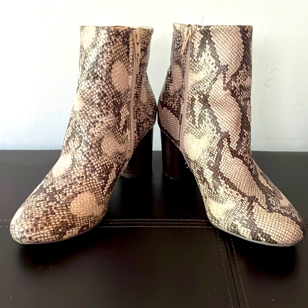 Snakeskin ankle booties
